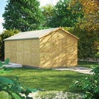 Powersheds Premium Apex Double Door Pressure Treated Windowless Shed - 20 x 10ft