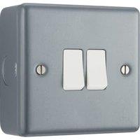 BG Metal Clad 20A 16AX 2 Way Double Light Switch