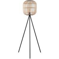 Eglo Bordesley Wood & Metal Tripod Floor Lamp - Natural & Black