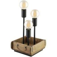 Eglo Wootton Wood Triple Table Lamp - Black
