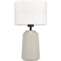 Eglo Capalbio Sandy Ceramic & Fabric Ribbed Table Lamp - Sandy