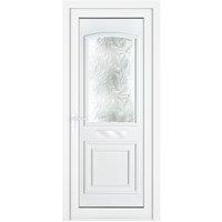 Crystal Balmoral Right Hand Pre-hung White uPVC Front Door with Large Obscure Glazing - 920 x 2090mm