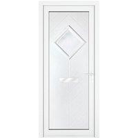 Crystal Hamburg Left Hand Pre-hung White uPVC Front Door with Obscure Diamond Glazing - 920 x 2090mm