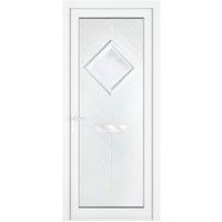 Crystal Hamburg Right Hand Pre-hung White uPVC Front Door with Obscure Diamond Glazing - 920 x 2090mm
