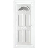 Crystal Sandringham Left Hand Pre-hung White uPVC Front Door with Obscure Sunburst Glazing - 920 x 2090mm