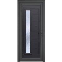 Crystal Monaco Left Hand Pre-hung Grey uPVC Front Door with Long Obscure Glazing - 920 x 2090mm