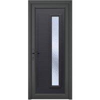 Crystal Monaco Right Hand Pre-hung Grey uPVC Front Door with Long Obscure Glazing - 920 x 2090mm
