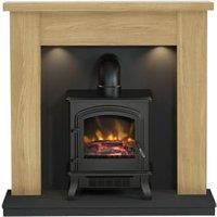 Flare by Be Modern Barrowden Natural Oak & Anthracite Inglenook Electric Suite