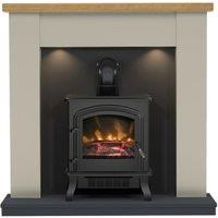 Flare by Be Modern Barrowden Stone & Anthracite Inglenook Electric Suite