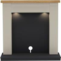 Flare by Be Modern Barrowden Stone, Anthracite & Natural Oak Inglenook Surround Set