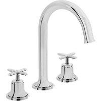 VitrA Origin Deck Mounted Classic 3 Tap Hole Basin Mixer Tap - Chrome