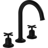 VitrA Origin Deck Mounted Classic 3 Tap Hole Basin Mixer Tap - Matt Black