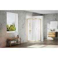 Nexa By MERLYN 6mm Brushed Brass Framed Quadrant Double Sliding Door Shower Enclosure - 800 x 800mm
