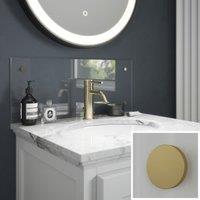 Clear Glass Bathroom Splashback with Brass Caps - 600 x 250mm