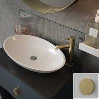 Clear Fluted Glass Bathroom Splashback with Brushed Brass Caps - 600 x 250mm
