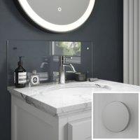 Clear Glass Bathroom Splashback with Chrome Caps - 600 x 250mm