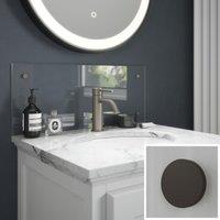 Clear Glass Bathroom Splashback with Bronze Caps - 600 x 250mm