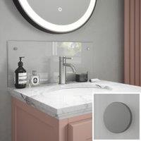 Clear Glass Bathroom Splashback with Satin Chrome Caps - 600 x 250mm