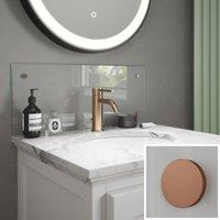 Clear Glass Bathroom Splashback with Copper Caps - 500 x 250mm