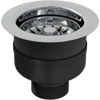 Top-Fix 90mm Basket Strainer Kitchen Sink Waste - Polished Steel