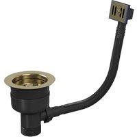 Top-Fix 90mm Basket Strainer Kitchen Sink Waste with Overflow - Brushed Brass