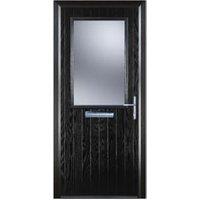 Door-Stop Cottage Half Glazed Black Left Hand GRP Composite Door with Colour-Matched Frame - 840 x 2100mm