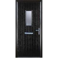 Door-Stop 1 Square Black Left Hand GRP Composite Door with Colour-Matched Frame - 920 x 2100mm