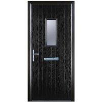 Door-Stop 1 Square Black Right Hand GRP Composite Door with Colour-Matched Frame - 840 x 2100mm