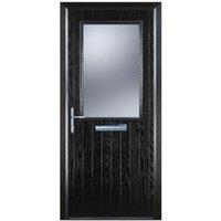Door-Stop Cottage Half Glazed Black Right Hand GRP Composite Door with Colour-Matched Frame - 920 x 2100mm