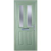 Door-Stop 2 Panel 2 Square Chartwell Green Left Hand GRP Composite Door with Colour-Matched Frame - 840 x 2100mm