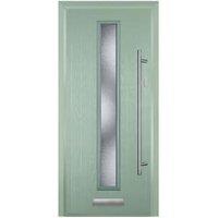 Door-Stop Cottage Chartwell Green Left Hand GRP Composite Door with Long Narrow Glazing & Colour-Matched Frame - 840 x 2100mm