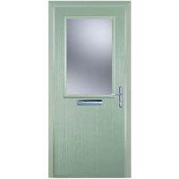 Door-Stop Cottage Half Glazed Chartwell Green Left Hand GRP Composite Door with Colour-Matched Frame - 840 x 2100mm