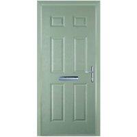 Door-Stop 6 Panel Chartwell Green Left Hand GRP Composite Door with Colour-Matched Frame - 920 x 2100mm