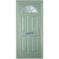 Door-Stop 4 Panel Sunburst Chartwell Green Left Hand GRP Composite Door with Colour-Matched Frame - 920 x 2100mm