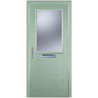 Door-Stop Cottage Half Glazed Chartwell Green Right Hand GRP Composite Door with Colour-Matched Frame - 840 x 2100mm