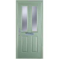 Door-Stop 2 Panel 2 Square Chartwell Green Right Hand GRP Composite Door with Colour-Matched Frame - 920 x 2100mm
