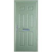 Door-Stop 6 Panel Chartwell Green Right Hand GRP Composite Door with Colour-Matched Frame - 920 x 2100mm