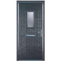 Door-Stop 1 Square Anthracite Grey Left Hand GRP Composite Door with Colour-Matched Frame - 840 x 2100mm