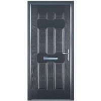 Door-Stop 6 Panel Anthracite Grey Left Hand GRP Composite Door with Colour-Matched Frame - 840 x 2100mm