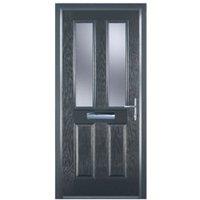Door-Stop 2 Panel 2 Square Anthracite Grey Left Hand GRP Composite Door with Colour-Matched Frame - 920 x 2100mm