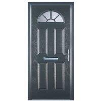 Door-Stop 4 Panel Sunburst Anthracite Grey Left Hand GRP Composite Door with Colour-Matched Frame - 920 x 2100mm