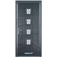 Door-Stop 4 Square Anthracite Grey Right Hand GRP Composite Door with Flair Glass & Colour-Matched Frame - 840 x 2100mm