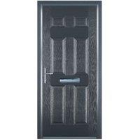 Door-Stop 6 Panel Anthracite Grey Right Hand GRP Composite Door with Colour-Matched Frame - 840 x 2100mm