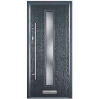 Door-Stop Cottage Anthracite Grey Right Hand GRP Composite Door with Long Narrow Glazing & Colour-Matched Frame - 840 x 2100mm