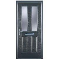 Door-Stop 2 Panel 2 Square Anthracite Grey Right Hand GRP Composite Door with Colour-Matched Frame - 920 x 2100mm