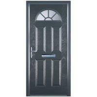 Door-Stop 4 Panel Sunburst Anthracite Grey Right Hand GRP Composite Door with Colour-Matched Frame - 920 x 2100mm