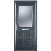 Door-Stop Cottage Half Glazed Anthracite Grey Right Hand GRP Composite Door with Colour-Matched Frame - 920 x 2100mm