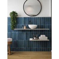 Wickes Arabella Midnight Blue Gloss Ceramic Wall Tile - 300 x 75mm
