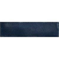 Wickes Arabella Midnight Blue Gloss Ceramic Wall Tile - 300 x 75mm - Sample
