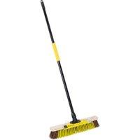 Bulldozer 18" Heavy Duty Dual Bristle Wooden Broom with Scraper
